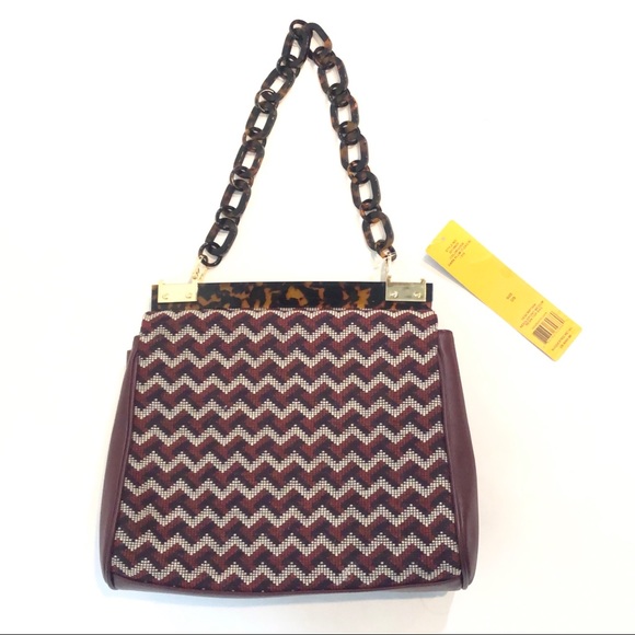 Tory Burch Leather Handbag Tortoise Resin Chain - Picture 2 of 7